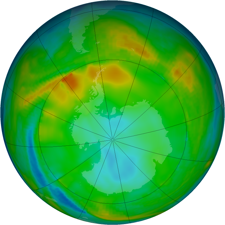 Antarctic ozone map for 19 June 1980